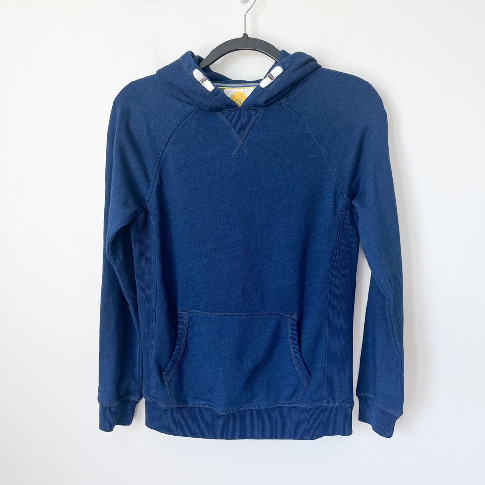 NEW Mini Boden Garment Dye Pullover Hoodie Sweatshirt Navy Blue Boys 11-12